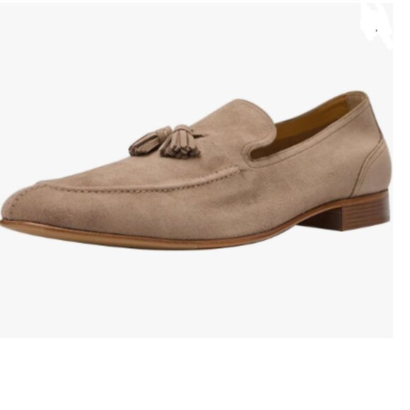FSJ Men\'s Brown Vintage Tassel Casual Loafers Slip-On Suede Luxury Dress Shoes